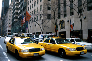 Les célèbres taxis jaunes de New-York...